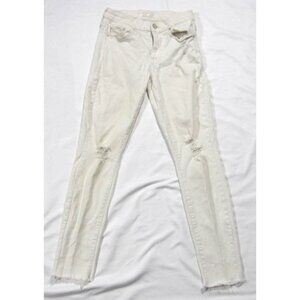 Mother Denim Looker Ankle Fray Jeans Tea Biscuits Distressed Sz 26(WP419)"Issue"